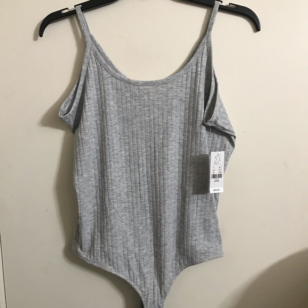 NY&C Gray Ribbed Bodysuit
